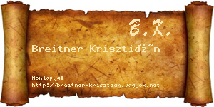 Breitner Krisztián névjegykártya