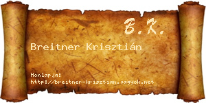 Breitner Krisztián névjegykártya
